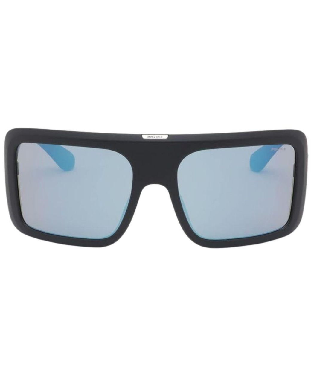 Police Blue Full Rim Square Frame Matte Sunglasses for men