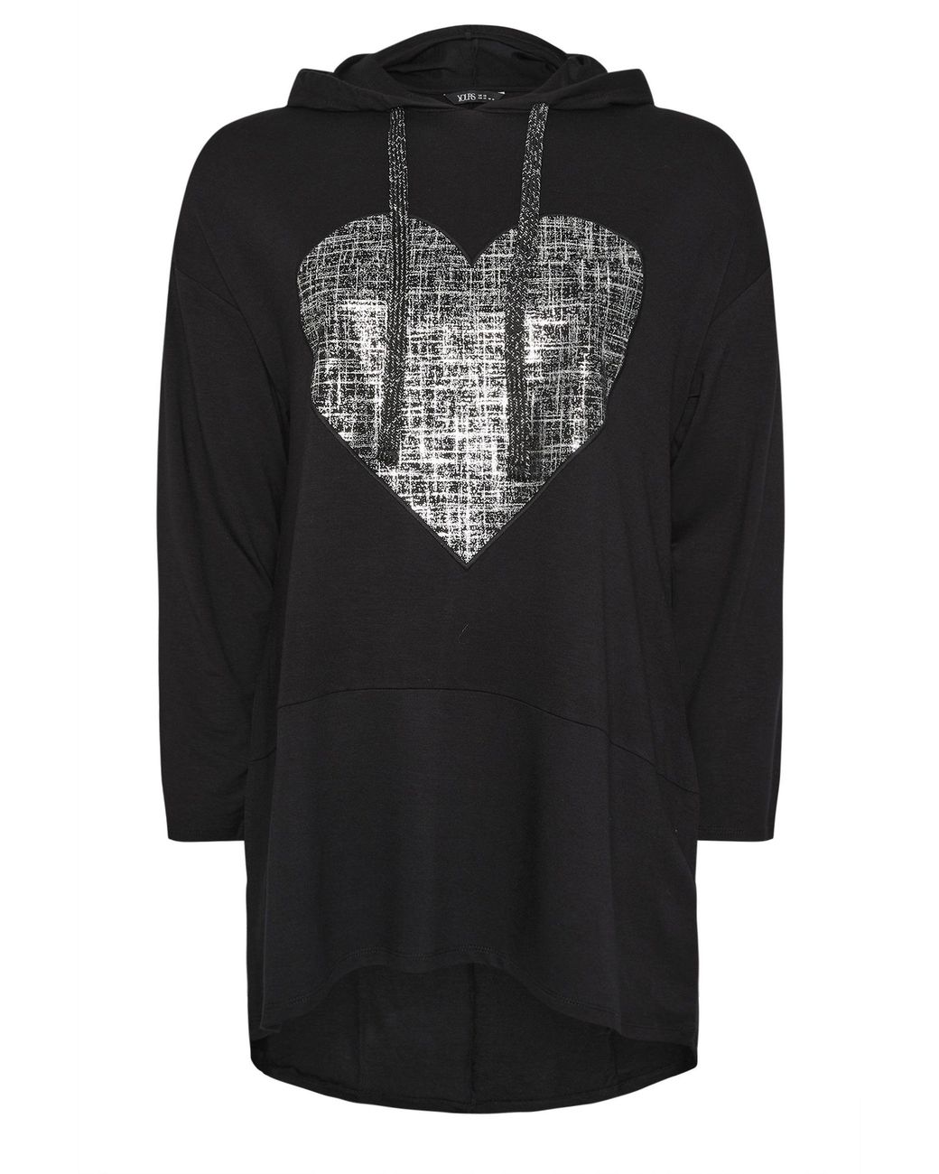 Yours Black Heart Longline Hoodie
