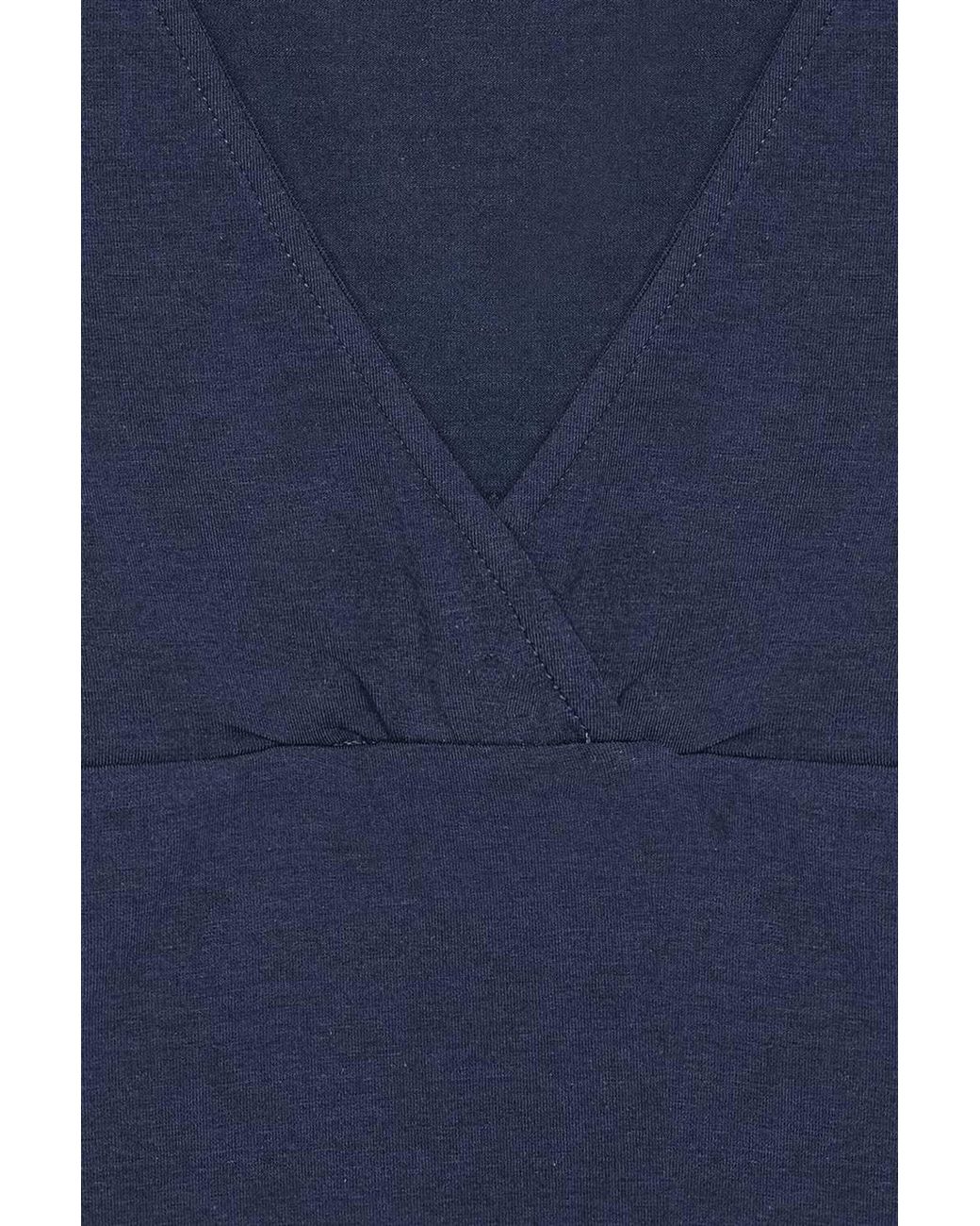 Dilvin Blue Fitted V-Neck Short-Sleeve T-Shirt