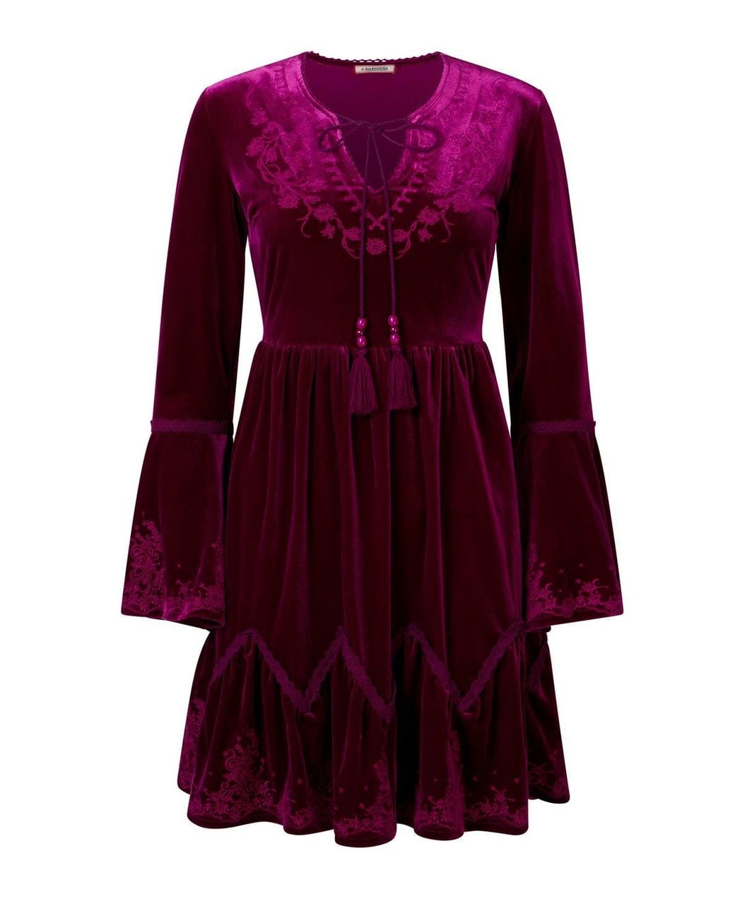 Joe Browns Purple Darcie Embroidered Velour Tunic Dress