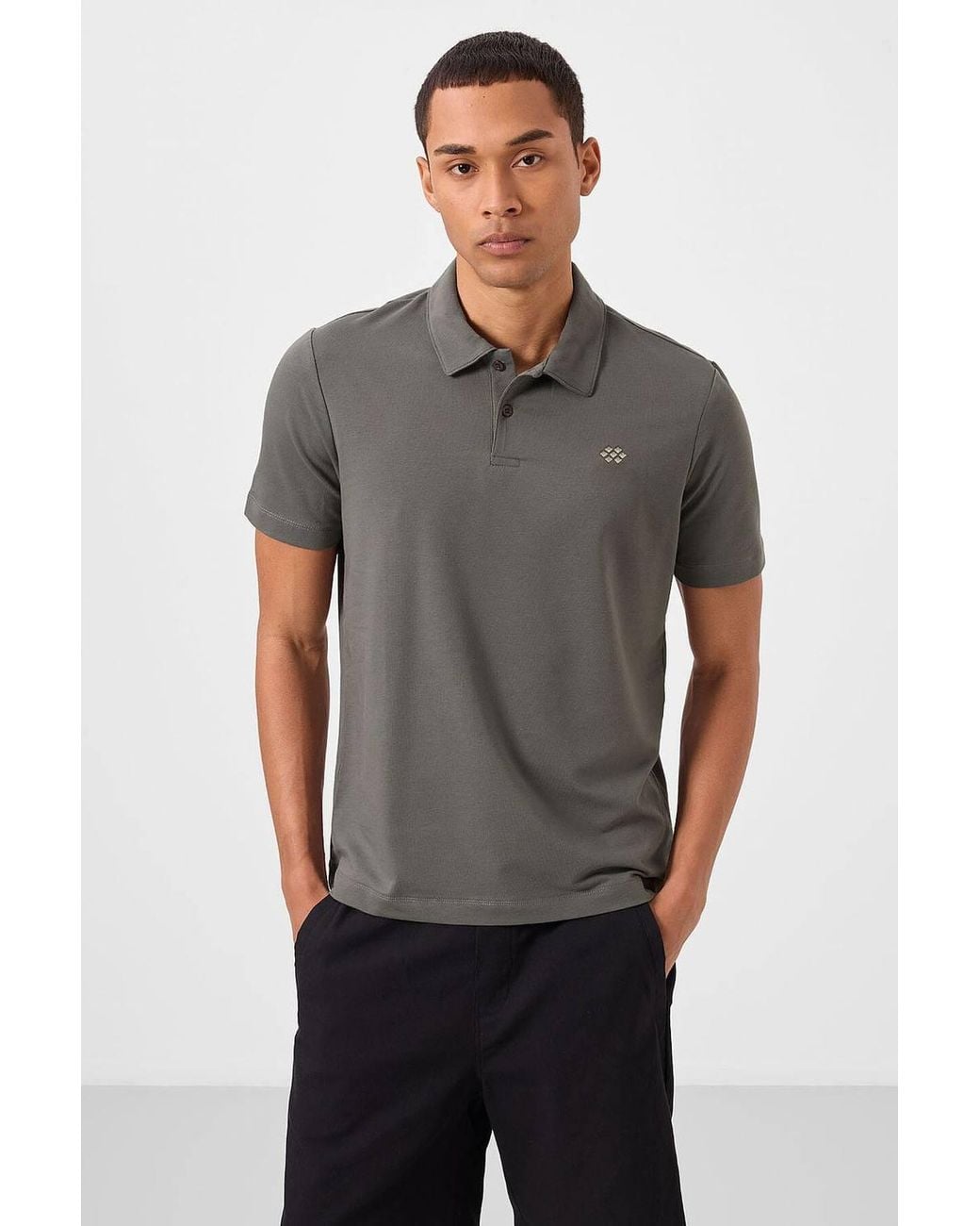 TOMMY LIFE Black Cotton-Blend Polo T-Shirt for men