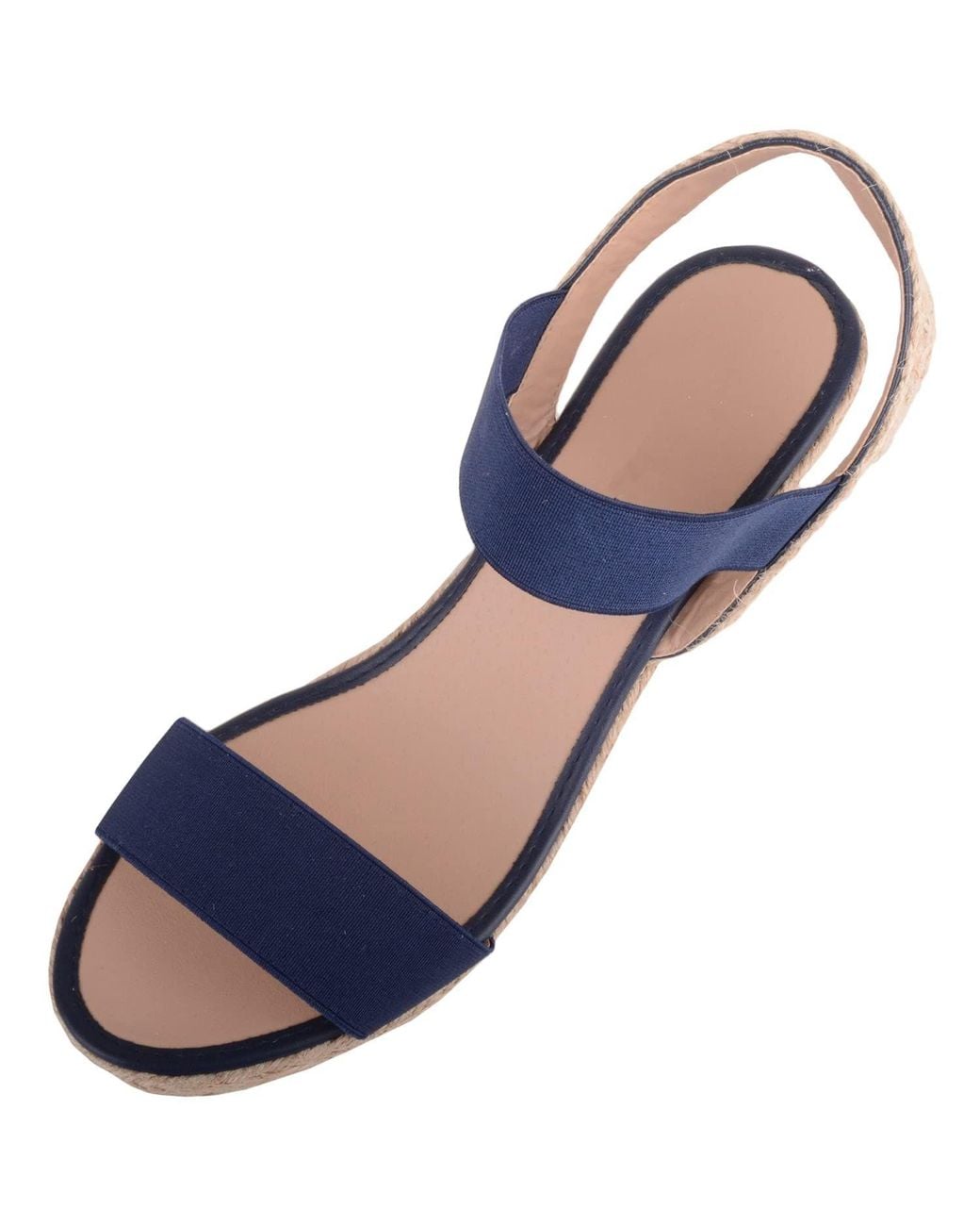 Absolute Footwear Blue Wedged Elasticated Strap Woven Contrast Colour Sandals