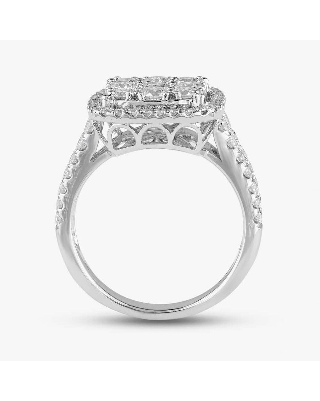 T.H.Baker Metallic 18Ct 1.73Ct Brilliant Cut Diamond Square Cluster Ring R27413Gw18Dd