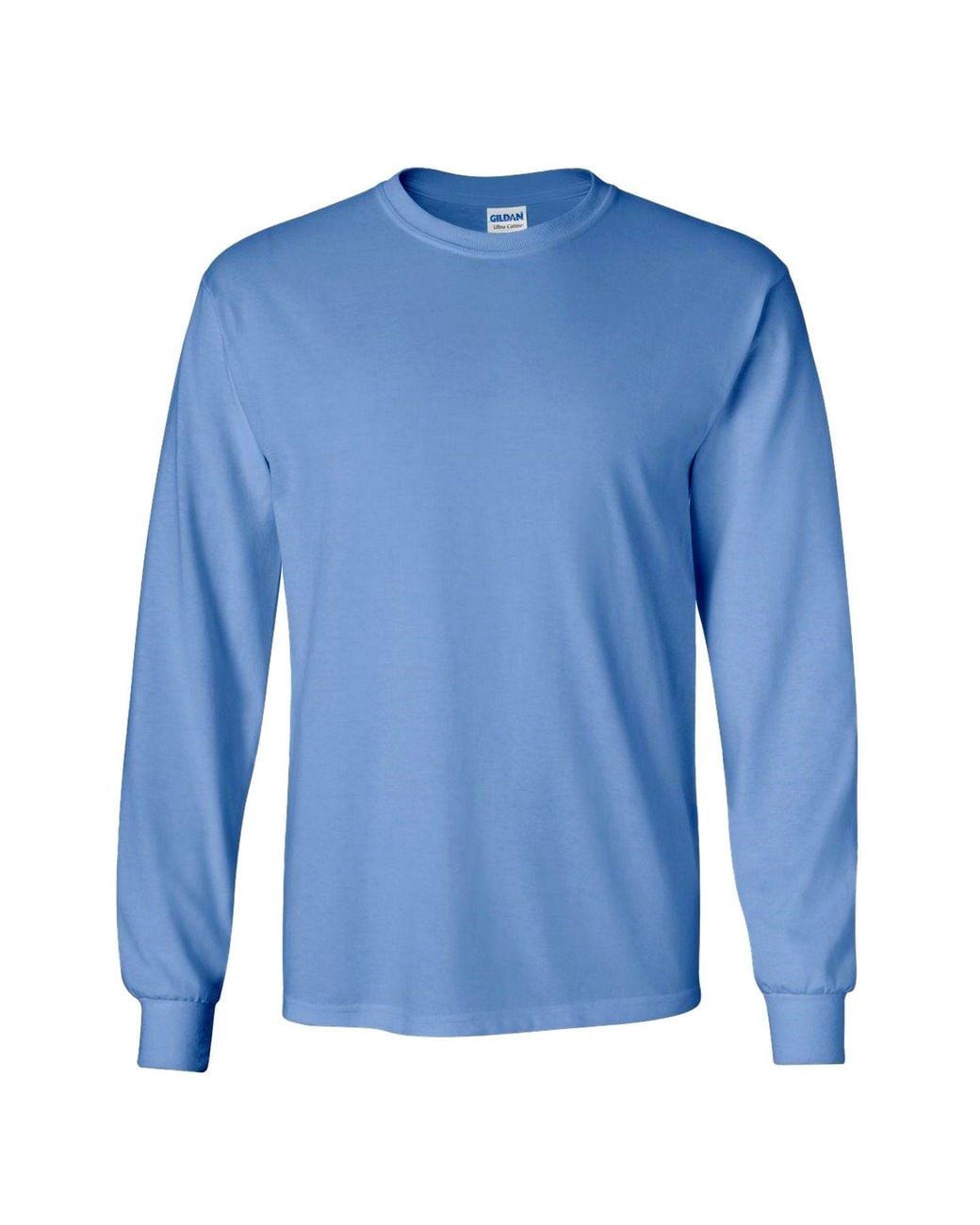 Gildan Blue Plain Crew Neck Ultra Cotton Long Sleeve T-Shirt for men