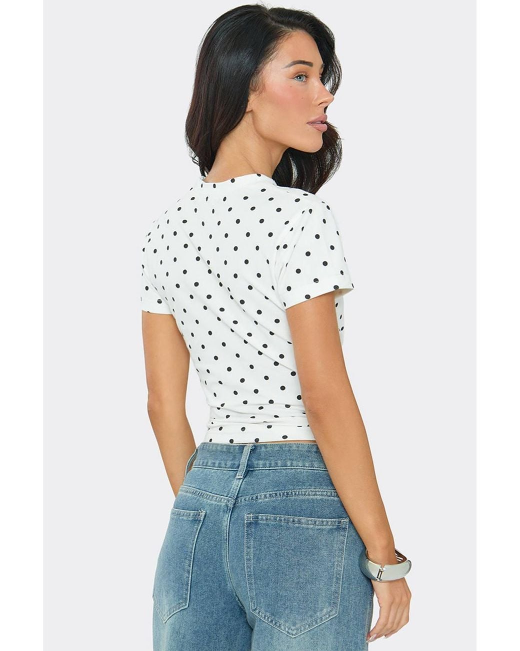 EGO Blue Fitted Short Sleeve Crew Neck Polka Dot T-Shirt