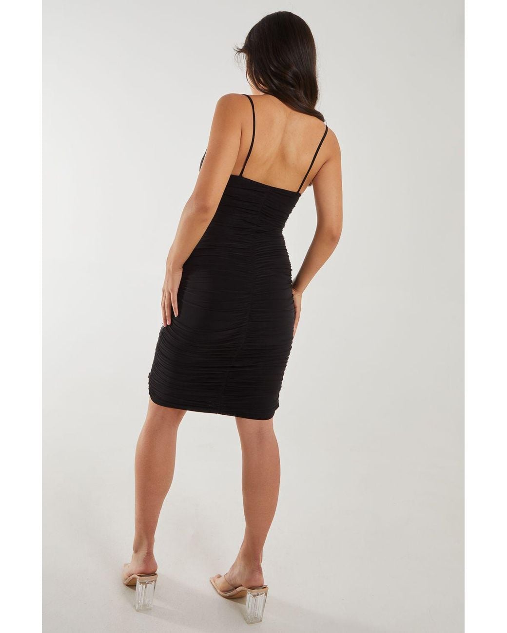 Pink Vanilla Black Slinky Cowl Neck Midi Dress