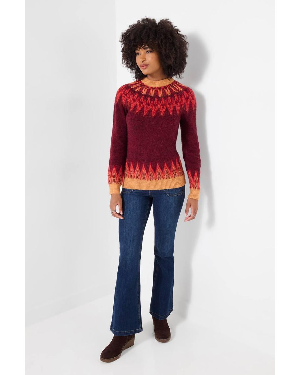 Joe Browns Red Feeling Fiery Fairisle Jumper