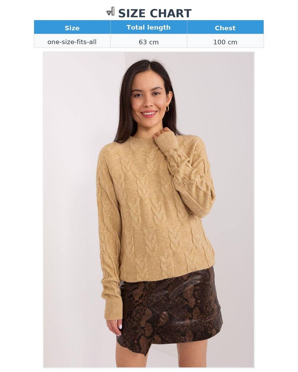 Love Lace Brown Textured Pattern Viscose Blend Pullover Sweater