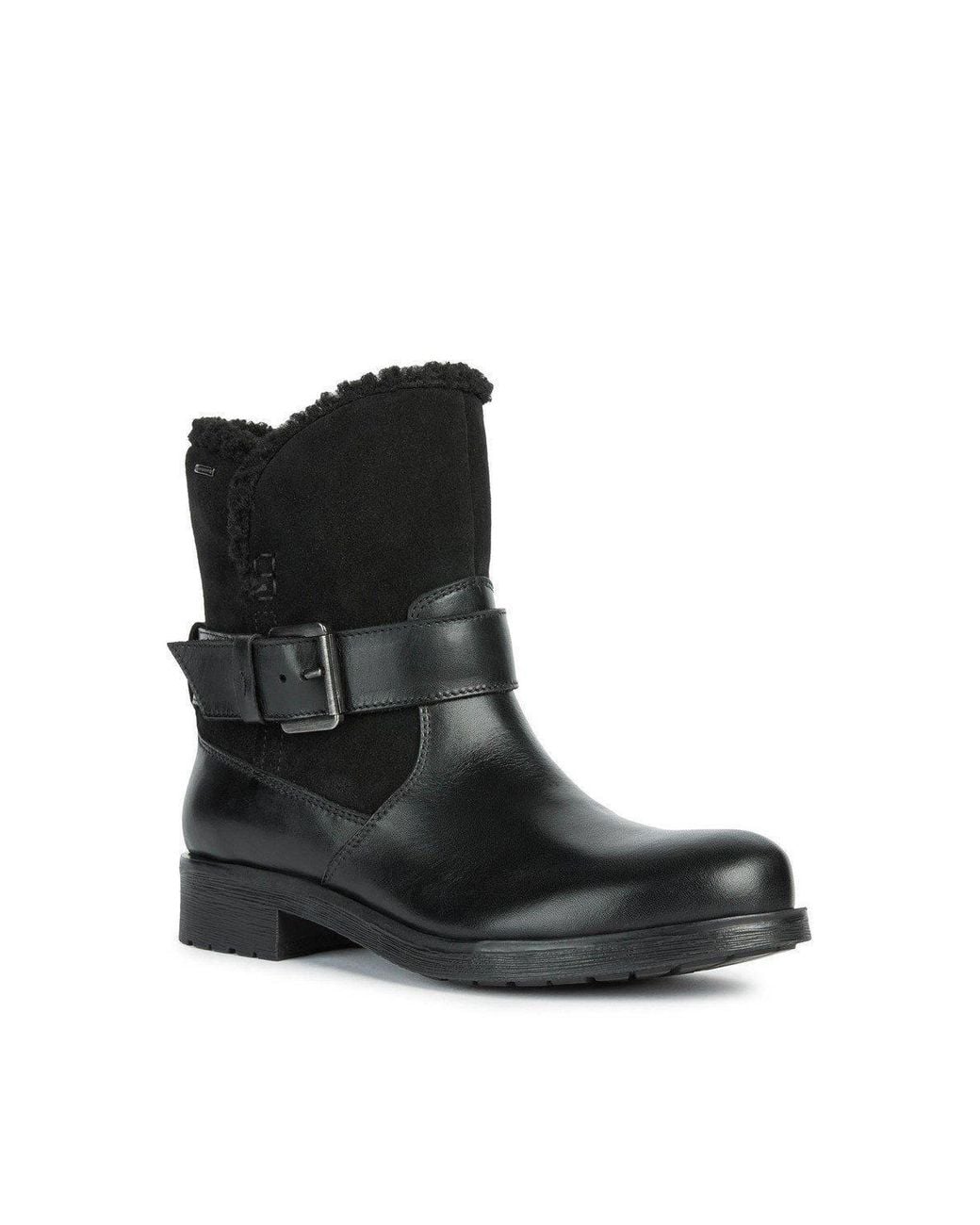 Geox Black 'D Rawelle B' Abx A Leather Ankle Boots
