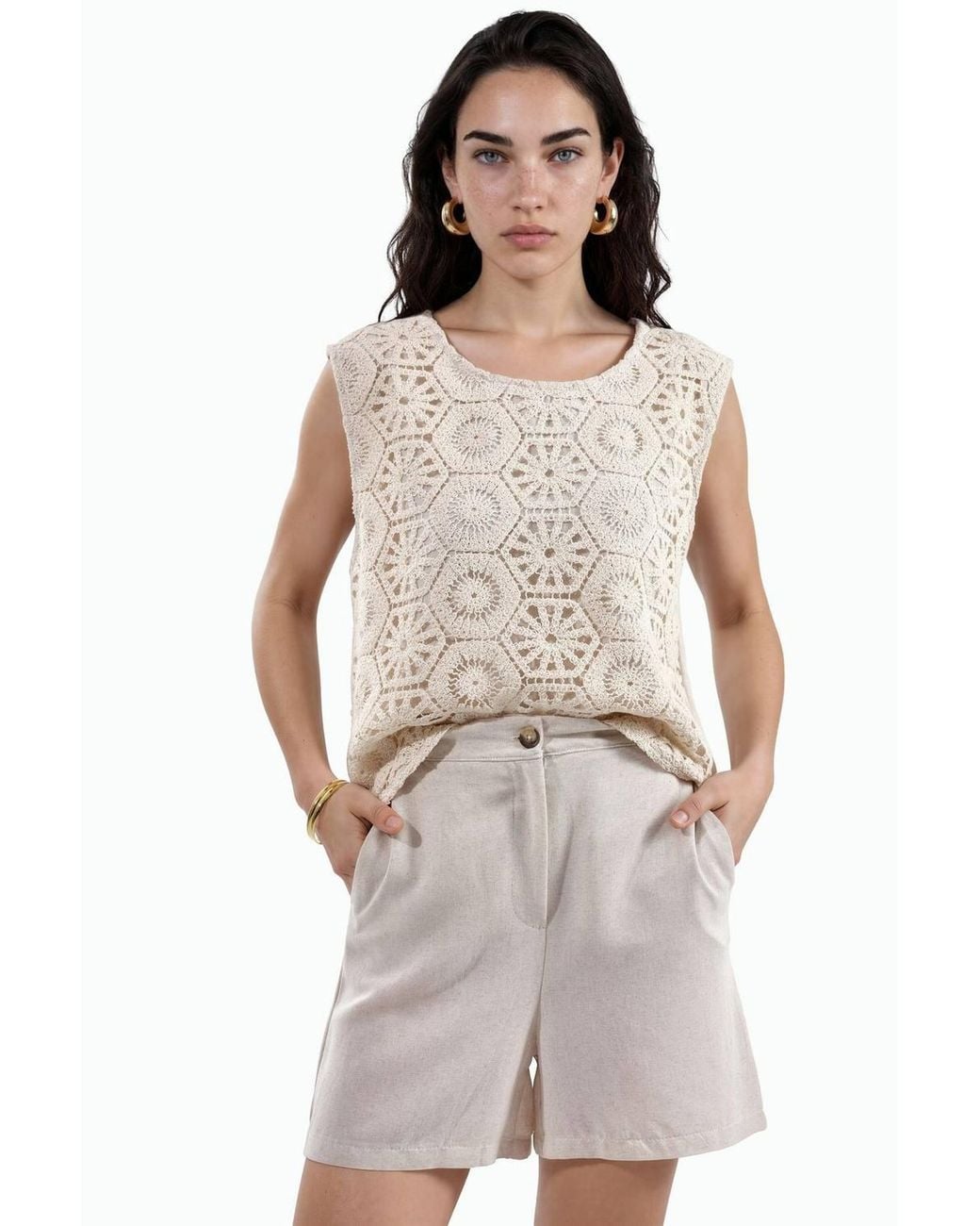 Msn-Collection Natural Cotton Linen Viscose Two-Piece Coord