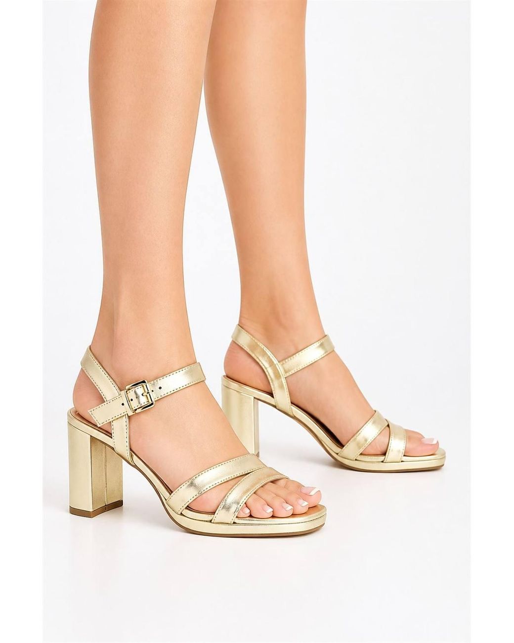 Miss Diva Natural Anahi 2 Strap Platform Block Heel Anklestrap Sandals