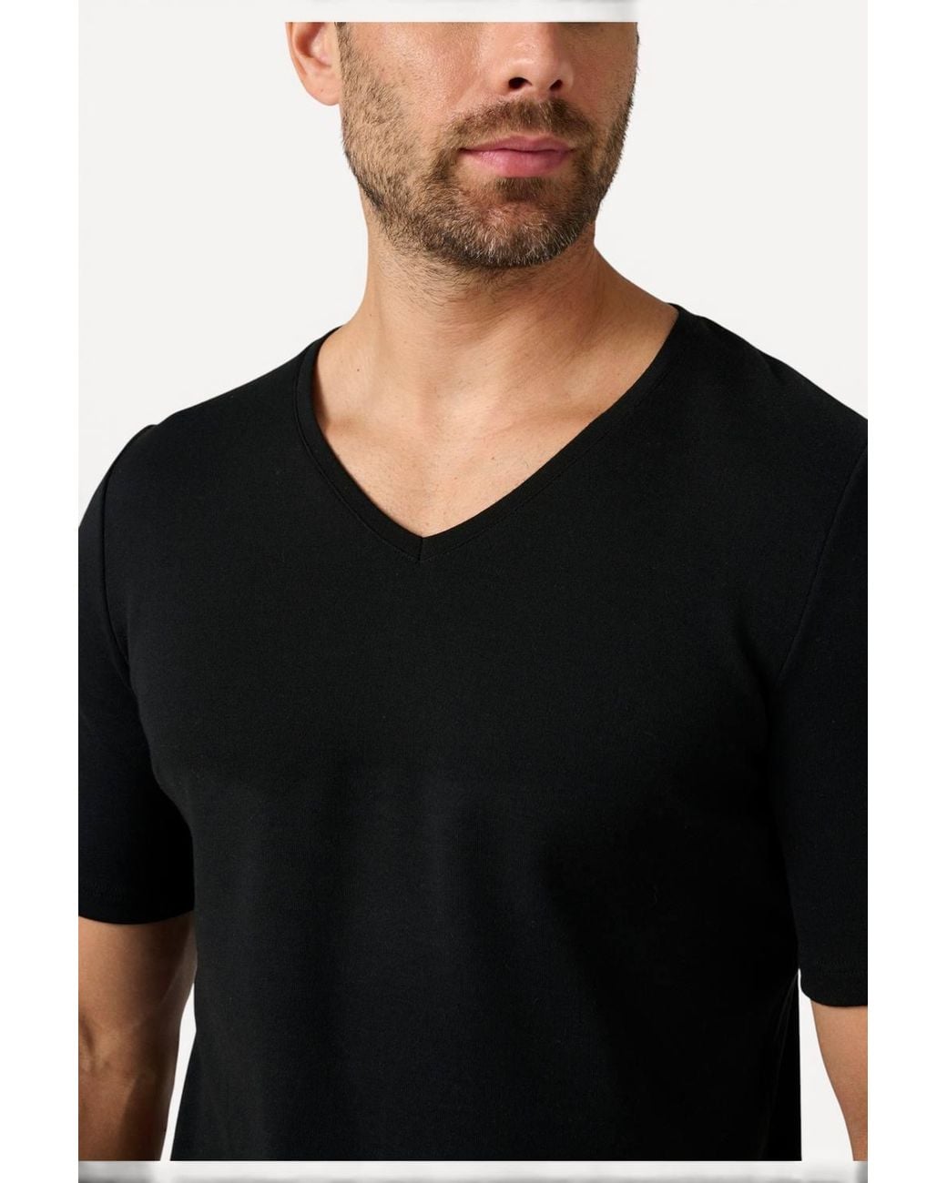 DAMART Black Thermal Medium-Warmth Short-Sleeve V-Neck T-Shirt for men