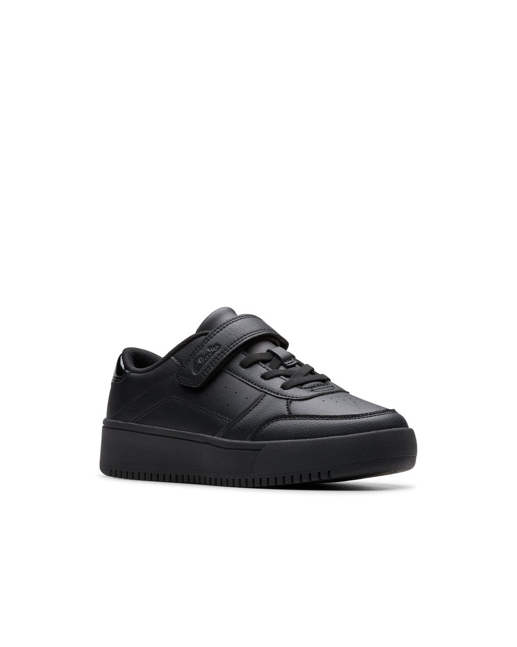 Clarks Black Barley Step Kid Trainers, Riptape, School Shoes
