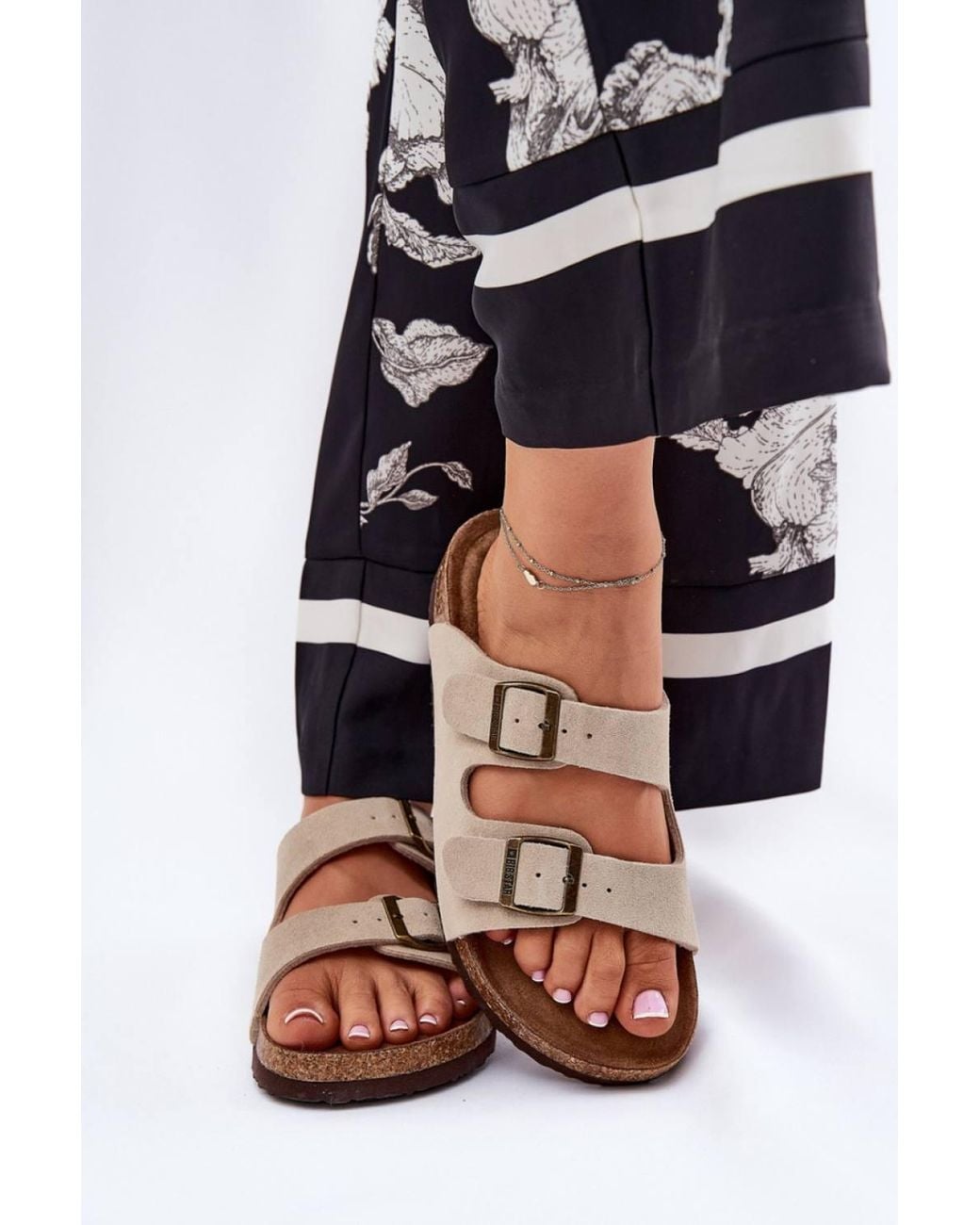 Love Lace Blue Summer Platform Suede Sliders With Buckle