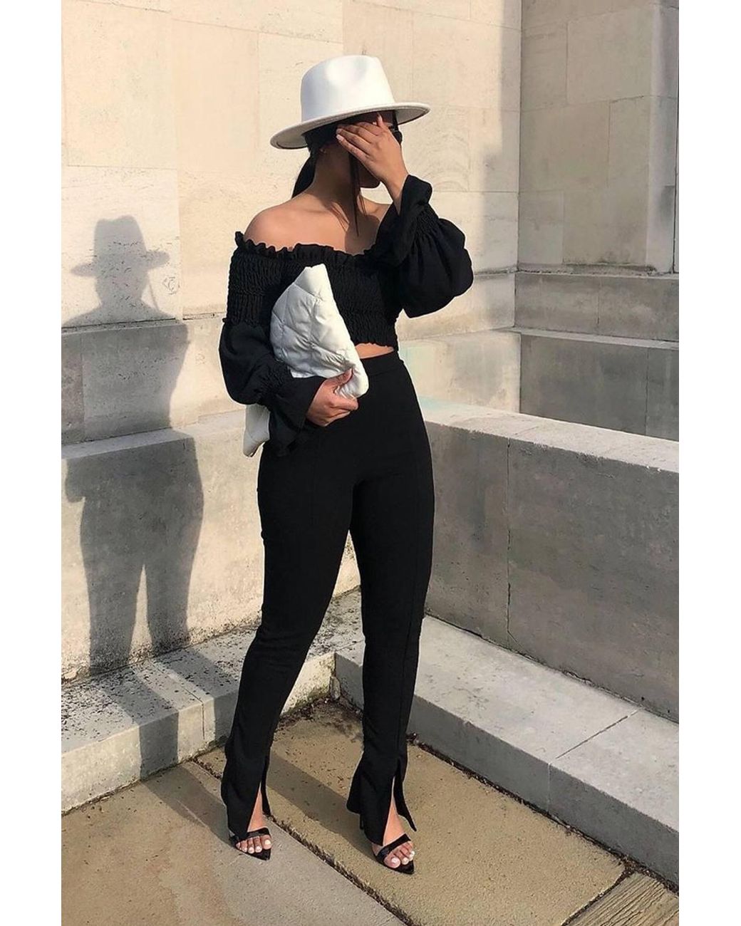Rebellious Fashion Black Split Front Flared Trousers