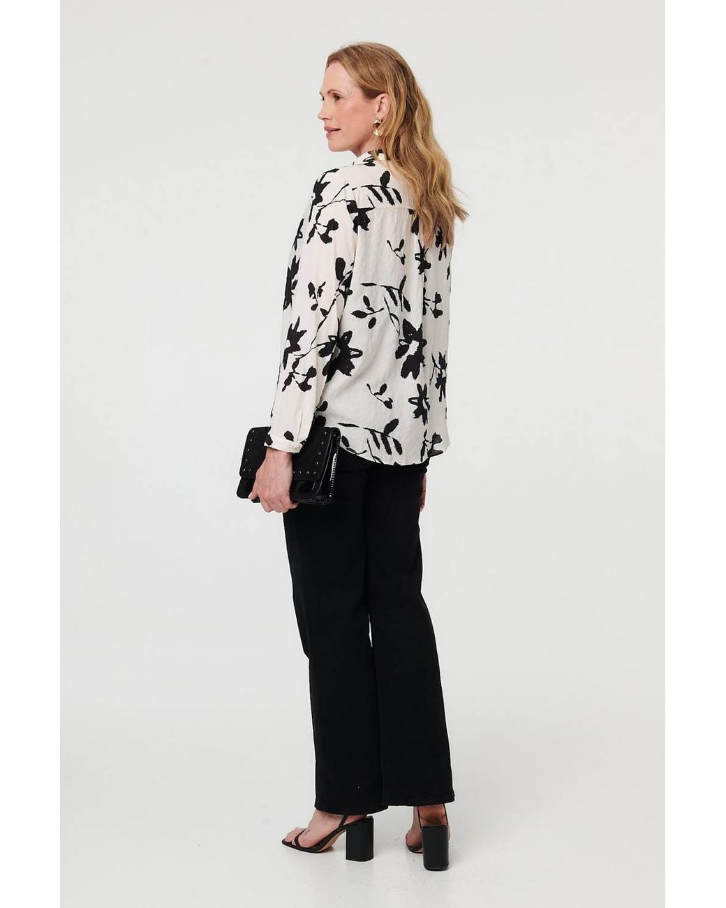 Izabel London White Floral Relaxed Long Sleeve Shirt