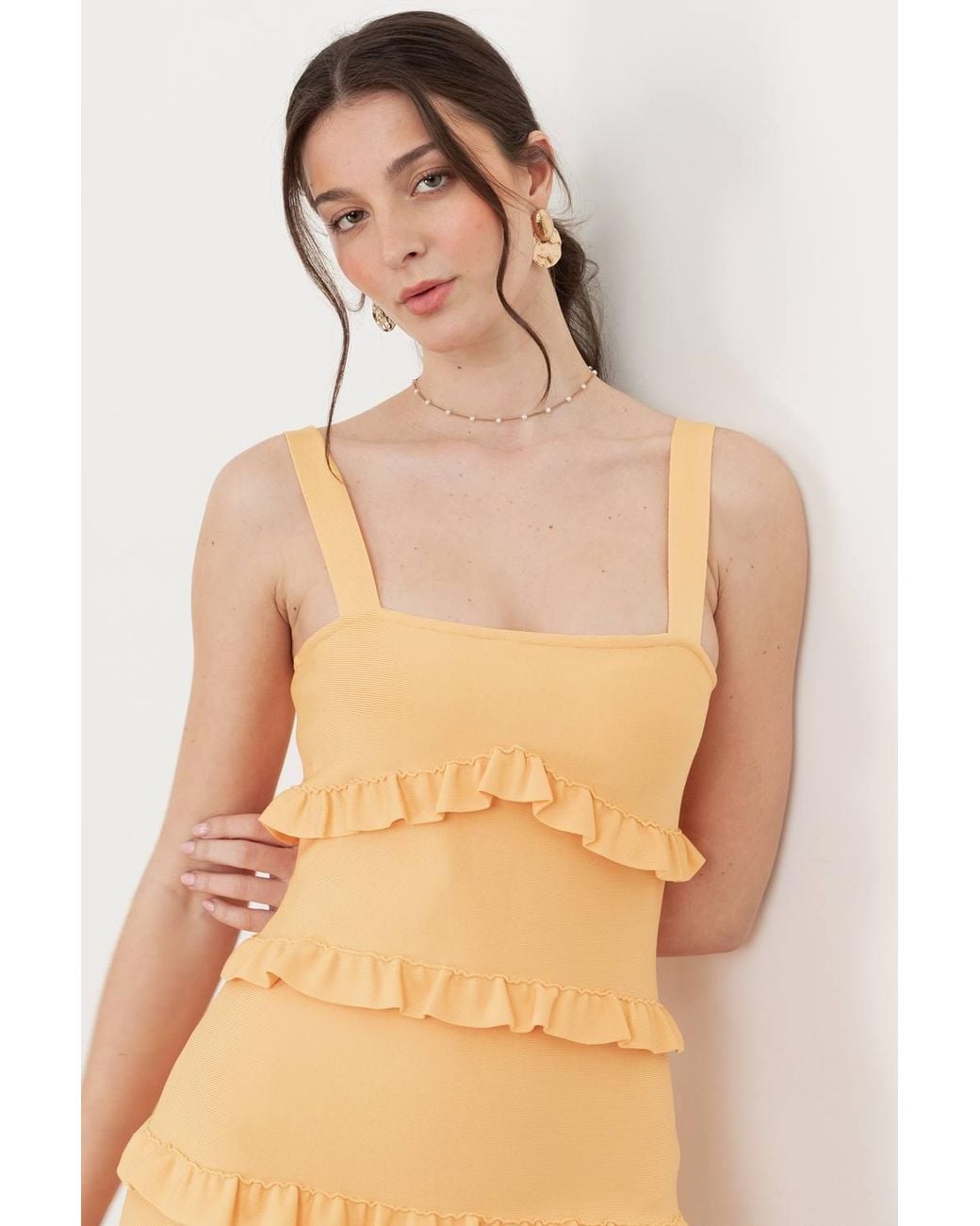 Maya Deluxe Yellow Strappy Bandage Midi Dress