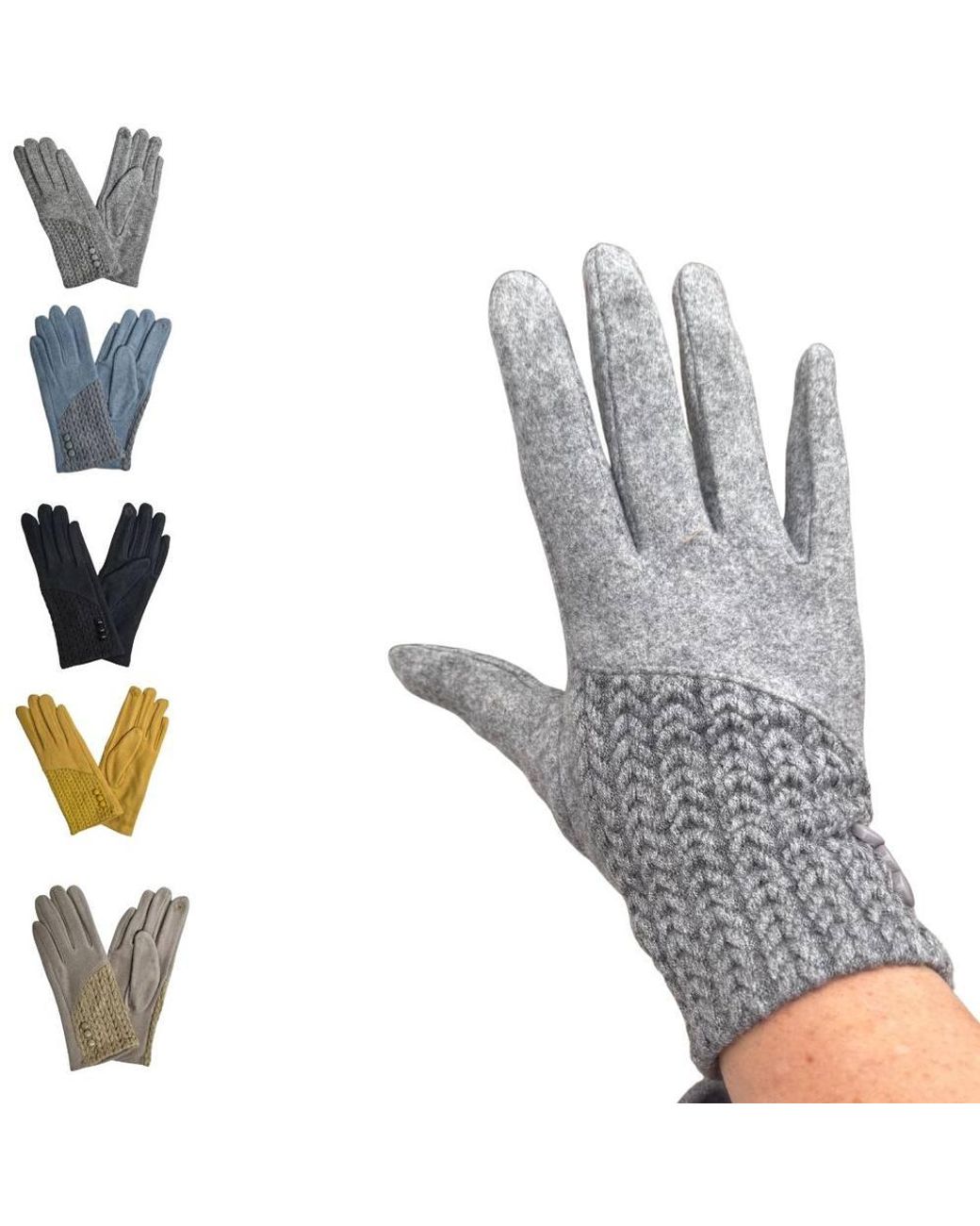 Love EMVY Metallic Cashmere Blend Gloves With Button Detailing