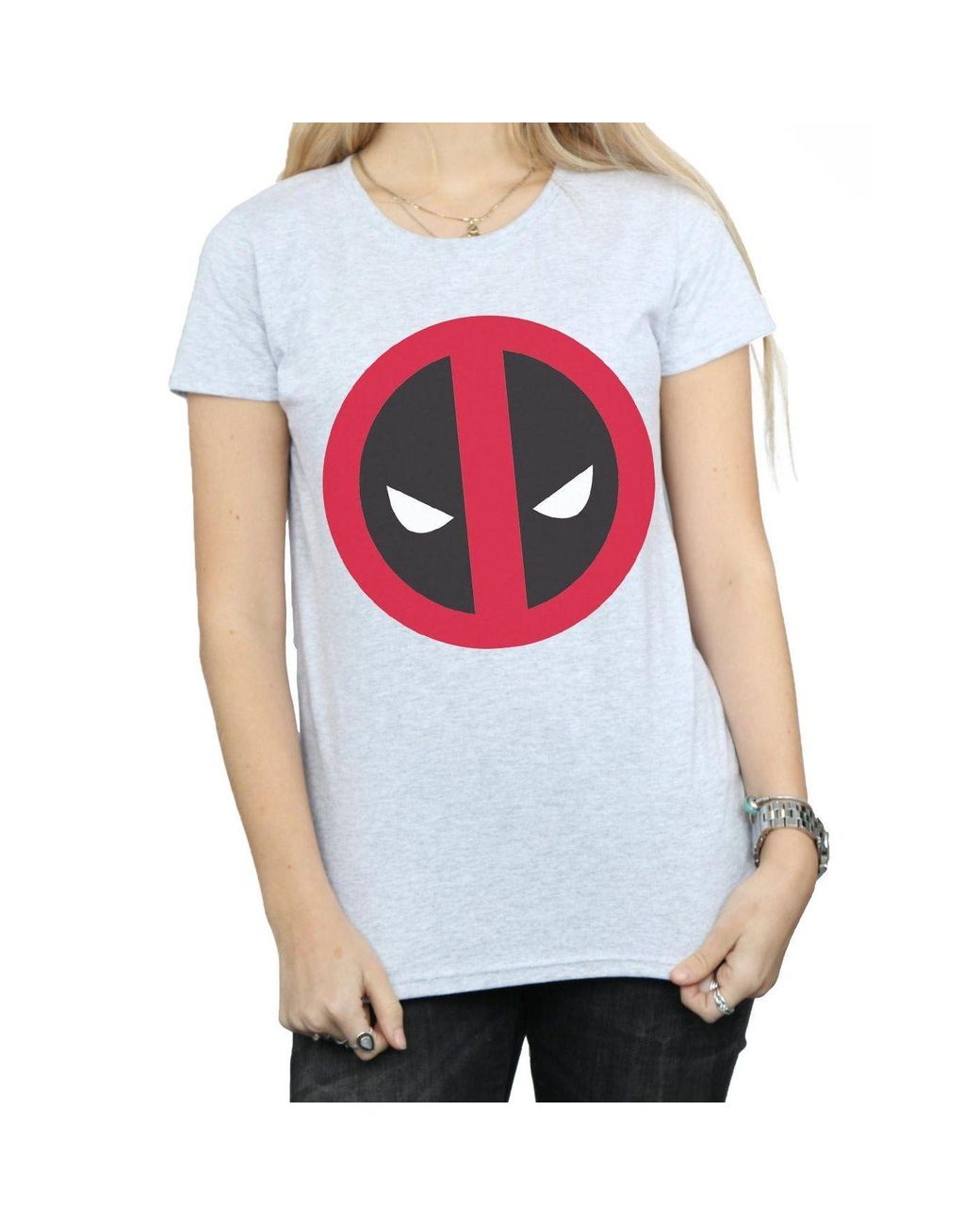 Marvel White Deadpool Large Clean Logo Cotton T-Shirt