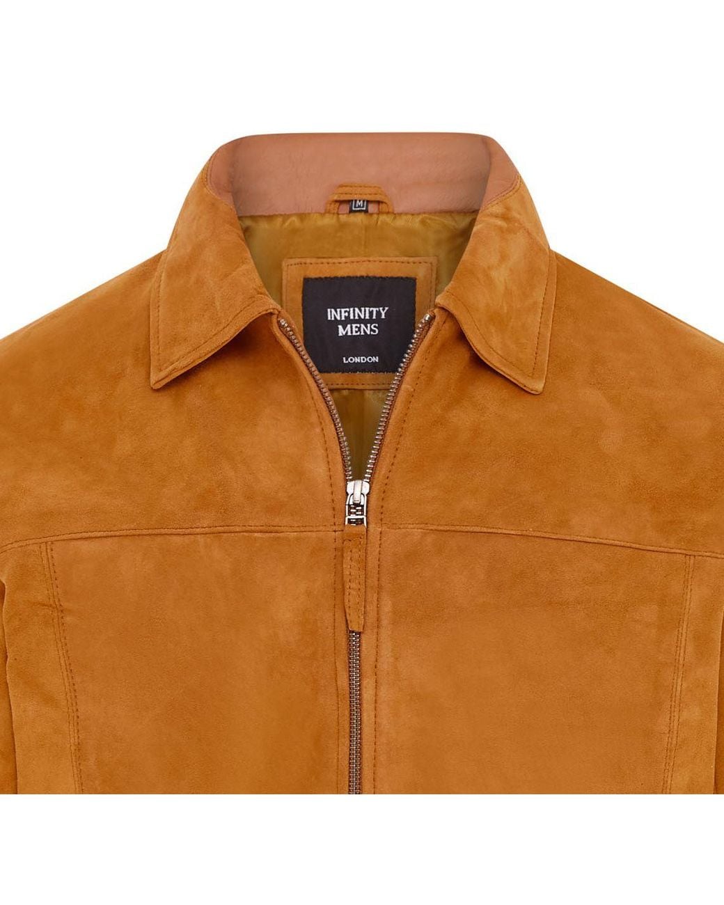 Infinity Leather Brown Goat Suede Leather Harrington Biker Jacket for men