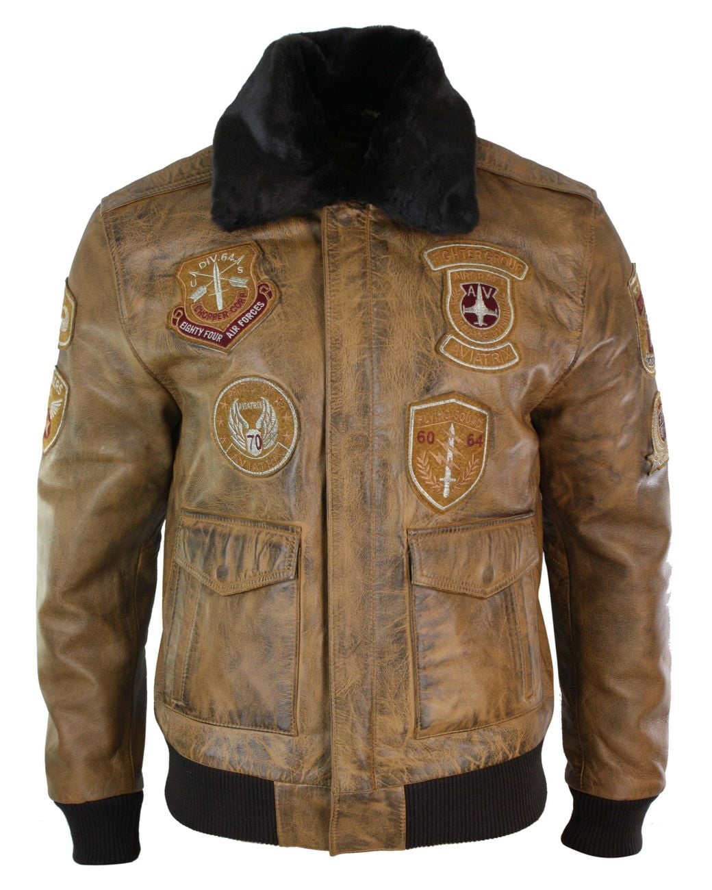 TruClothing Brown Aviator Pilot Bomber Jacket for men