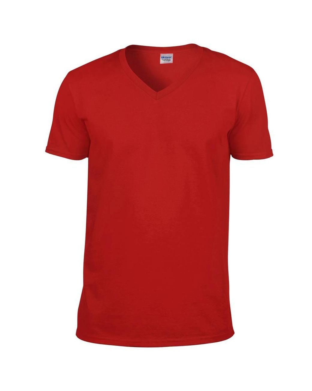 Gildan Red Soft Style V-Neck Short Sleeve T-Shirt for men