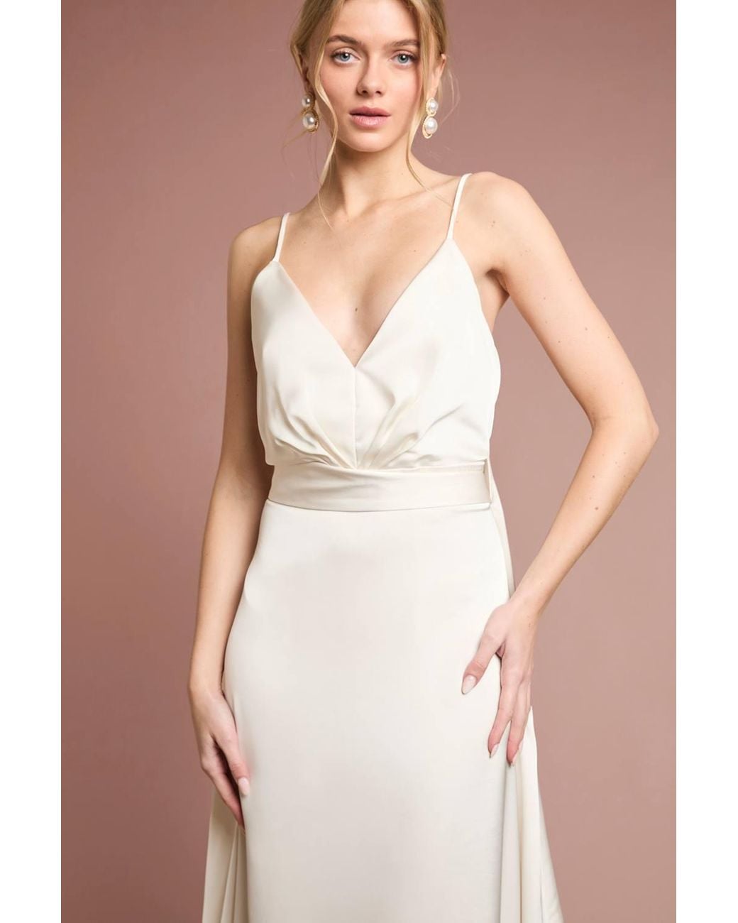 Oasis Natural Strappy V Neck Wedding Dress