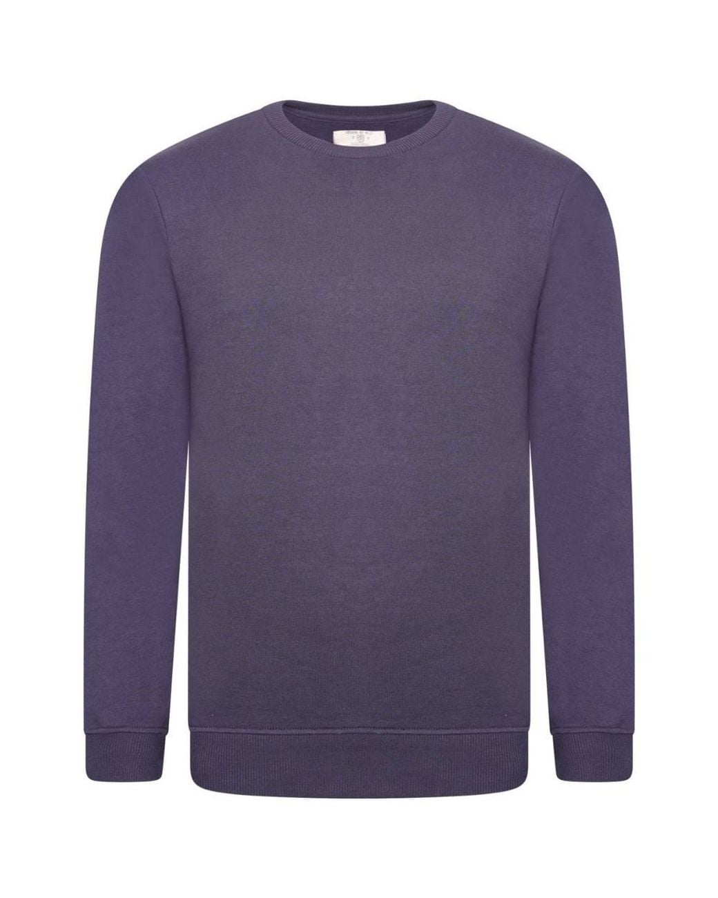 Smart Living Blue Classic Plain Crew Neck Long Sleeve Pullover Sweatshirt Jumper for men