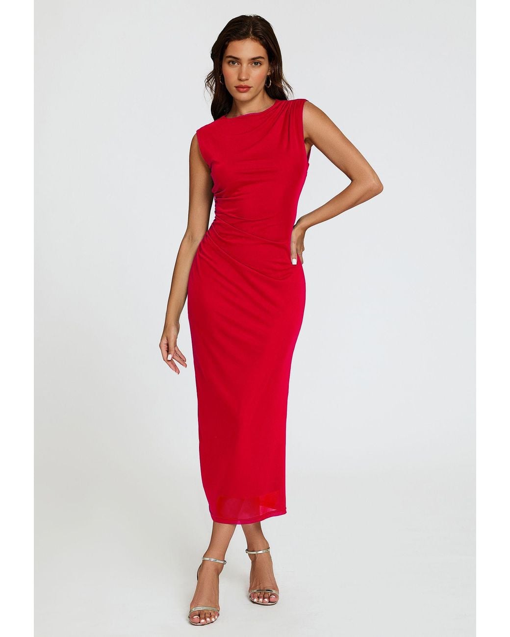 FS Collection Red Mesh Maxi Dress