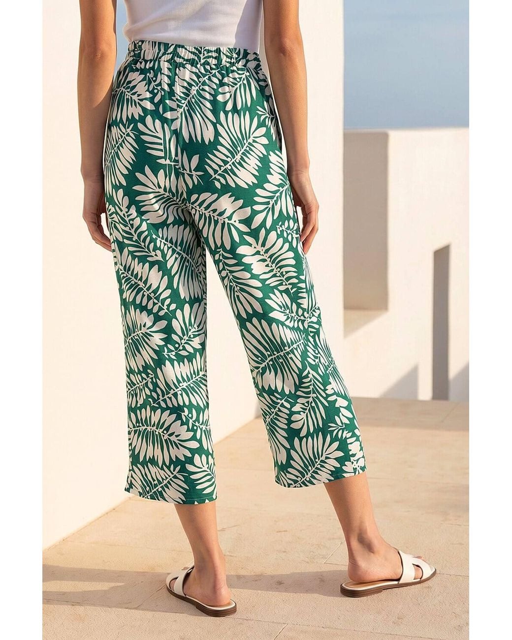 Roman Green Petite Cropped Trousers