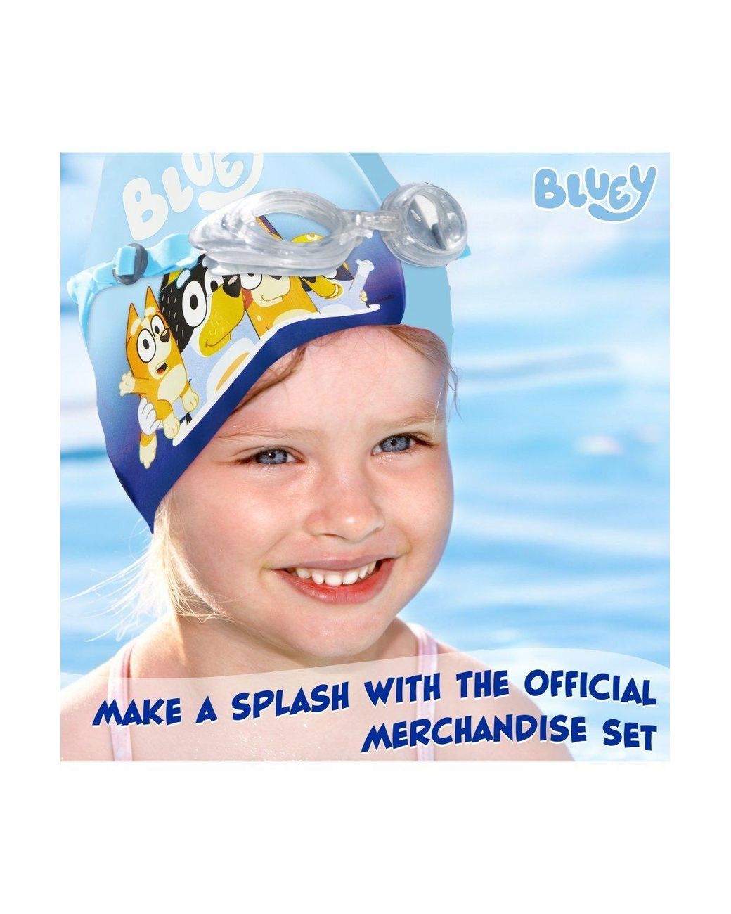 Bluey Blue Swimming Cap & Goggles for men