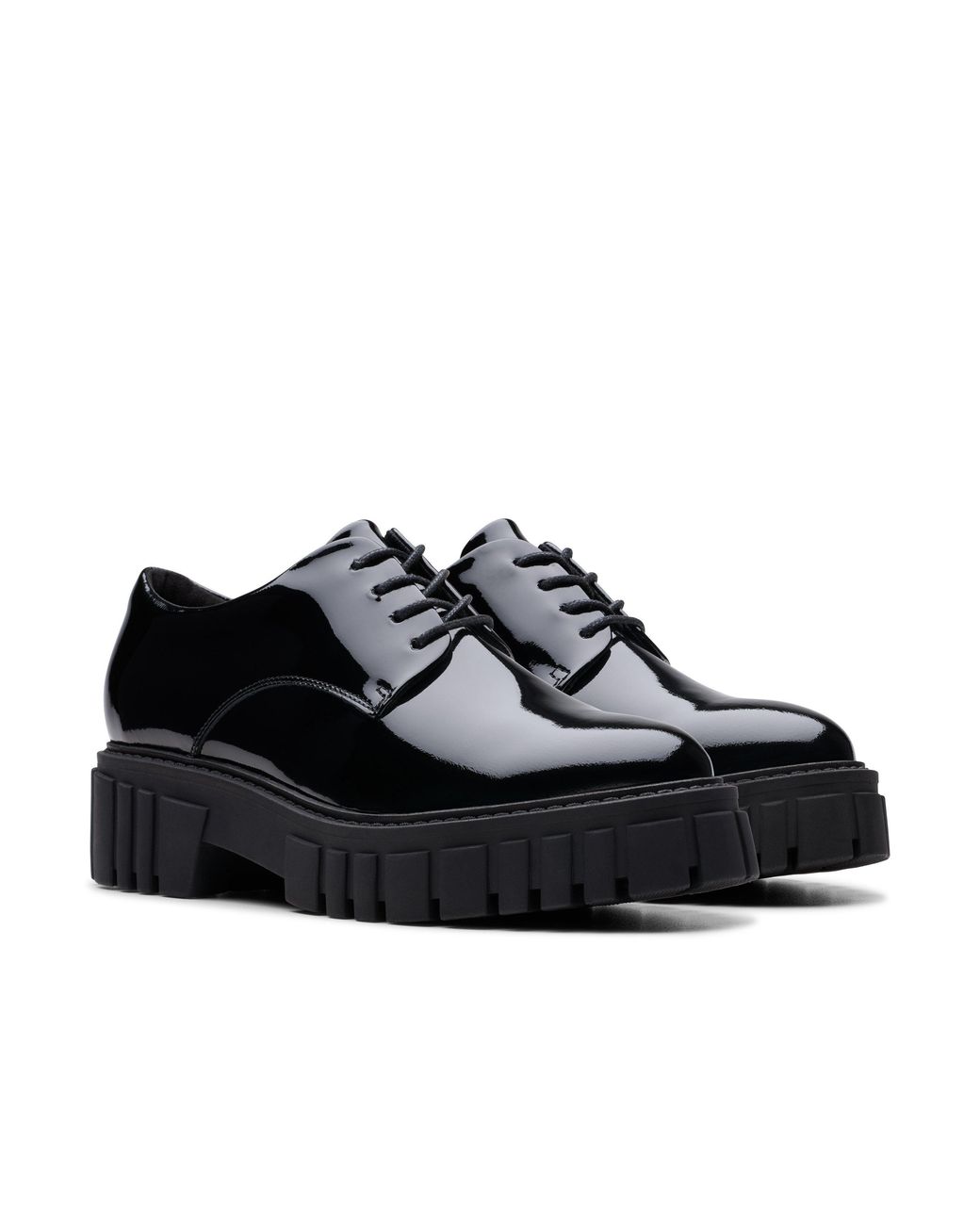 Clarks Black Page Walk Patent Derby Shoes