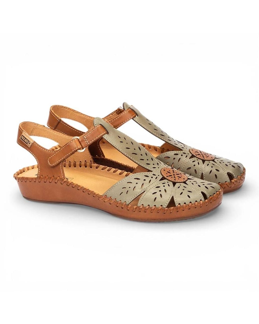 TruClothing Brown Tan Leather Cushioned Wedge Sandal Shoes
