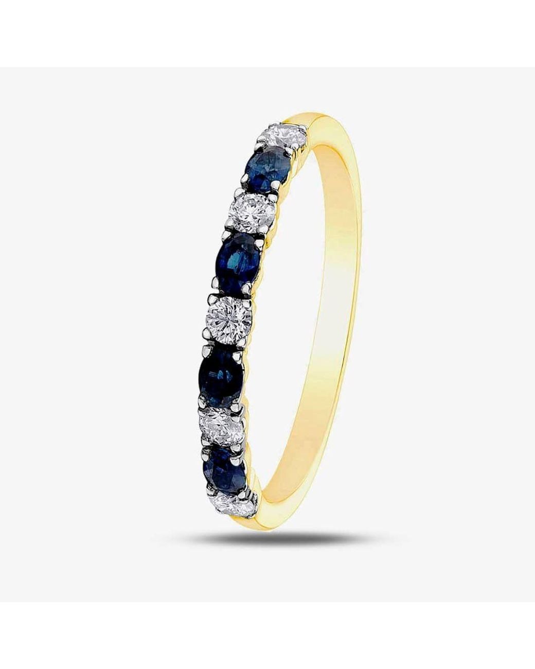 T.H.Baker Blue 9Ct Sapphire & 0.2Ct Diamond Half Eternity Ring