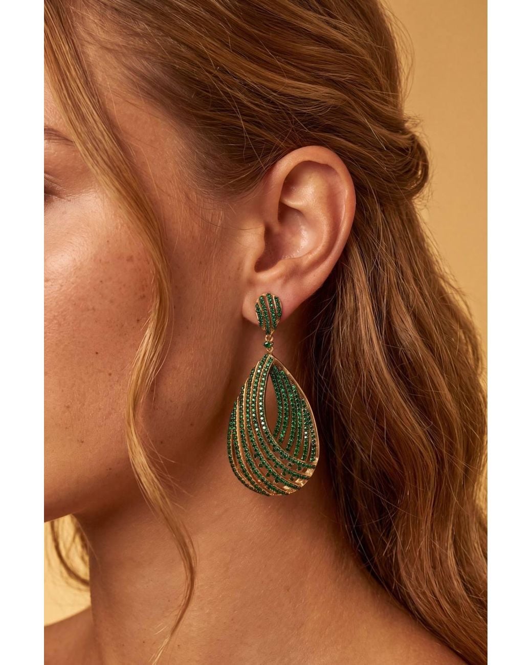 Latelita London Green Vortex Teardrop Earrings Emerald