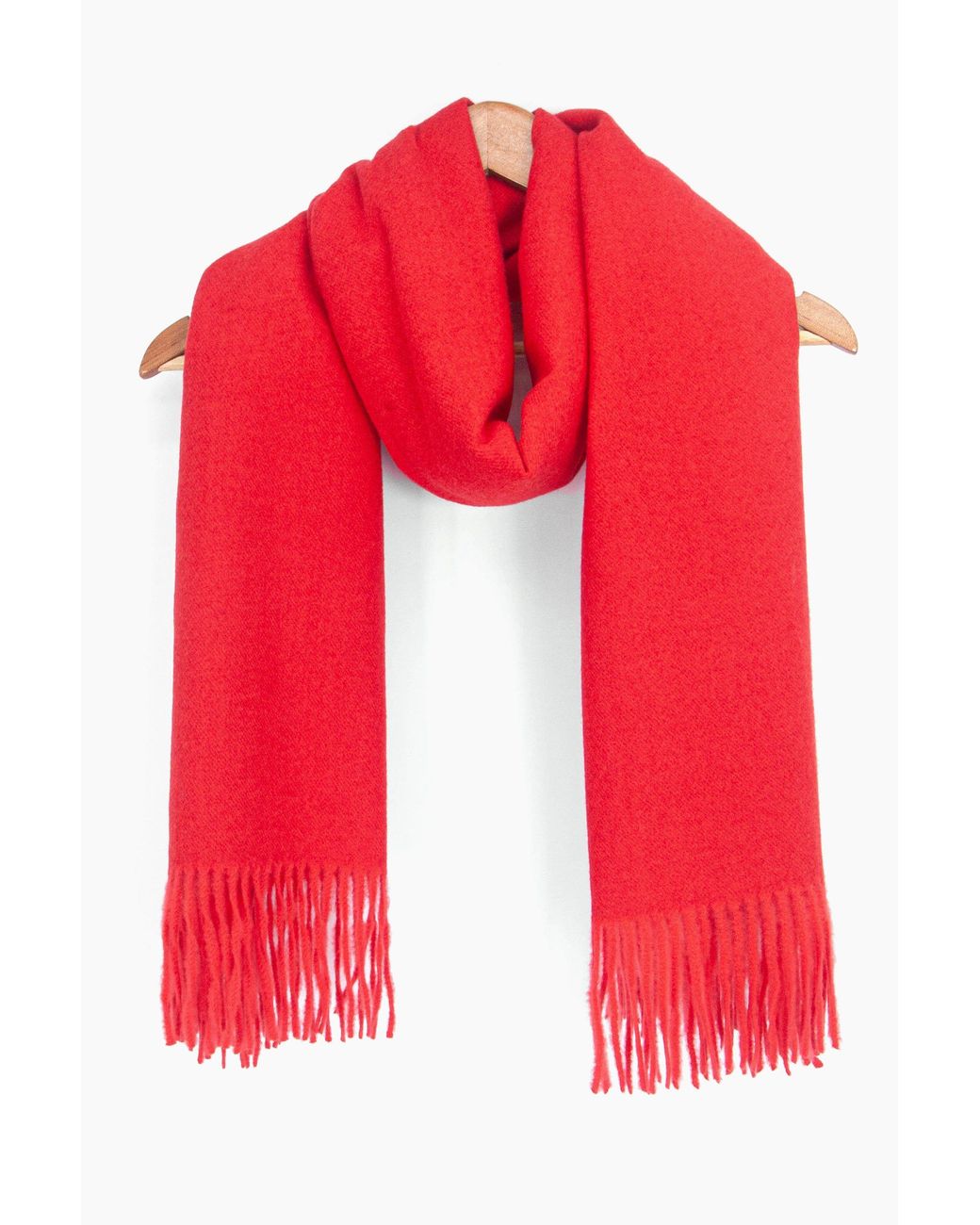 SARTA Red Heavyweight Winter Scarf Tasselled Shawl Wrap