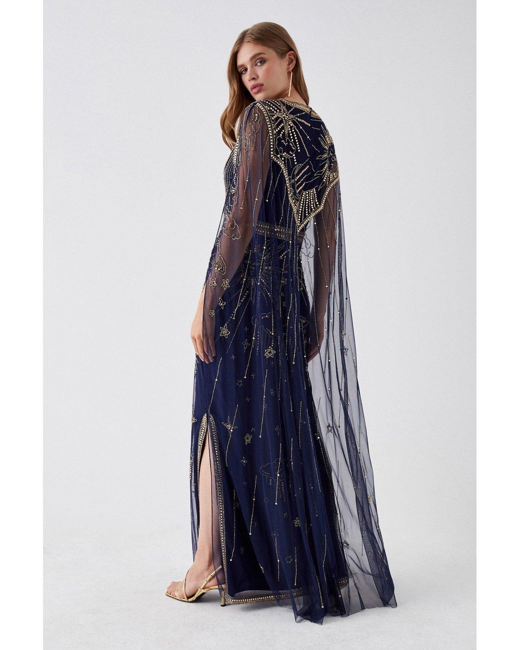 Talbot Runhof off-shoulder Cape Maxi Dress - Farfetch