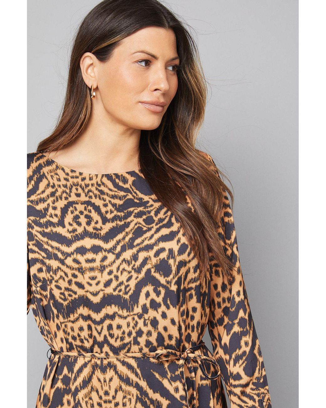 Wallis Natural Animal Print Belted Column Dress