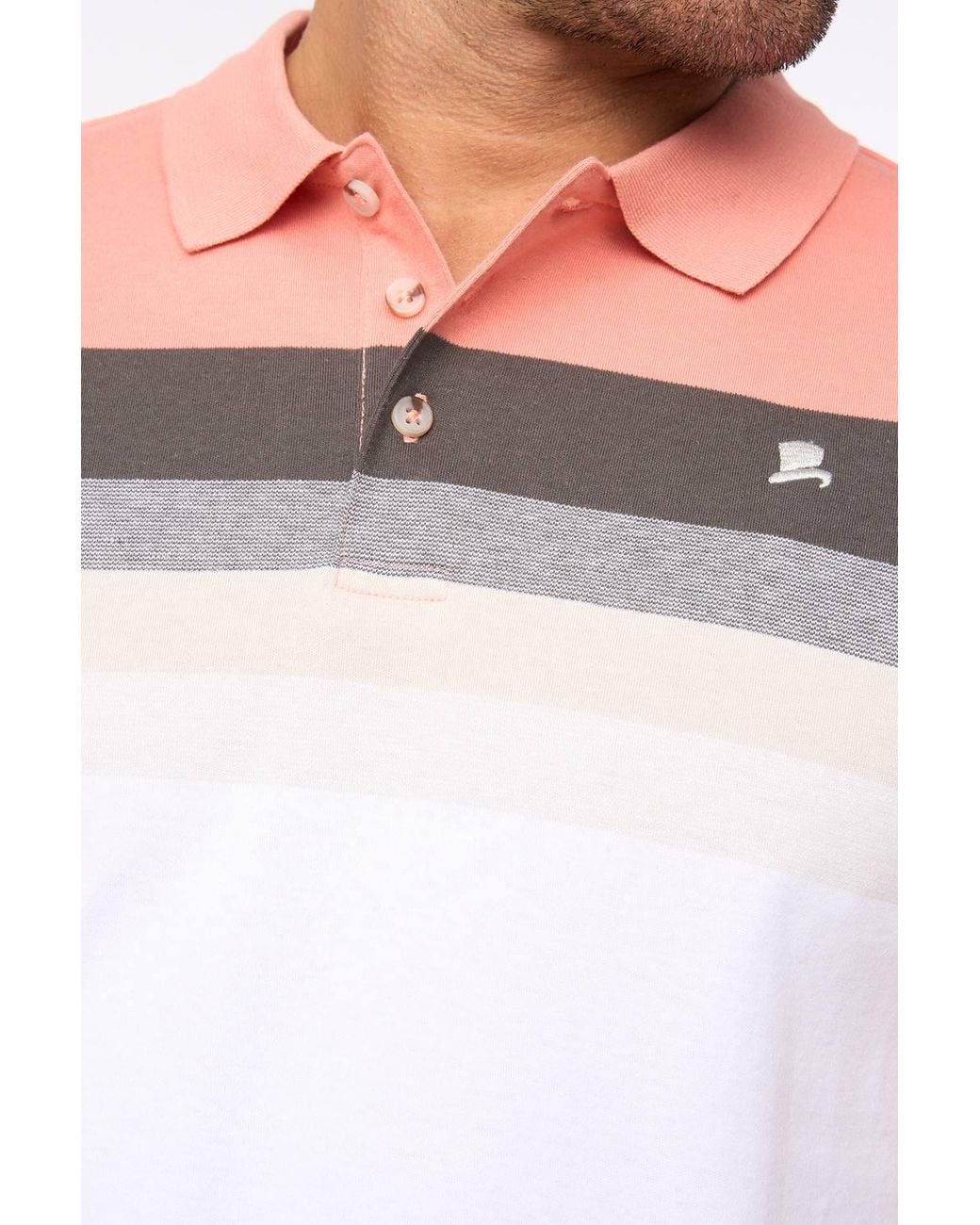 Bewley & Ritch White Danson 100% Cotton Yarn-Dyed Striped Polo Shirt for men