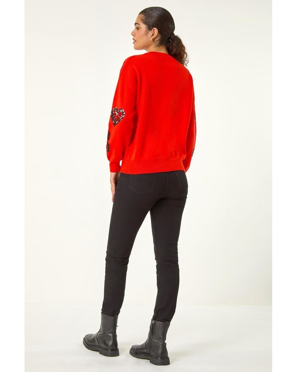 Roman Red Heart Sequin Detail Knit Jumper