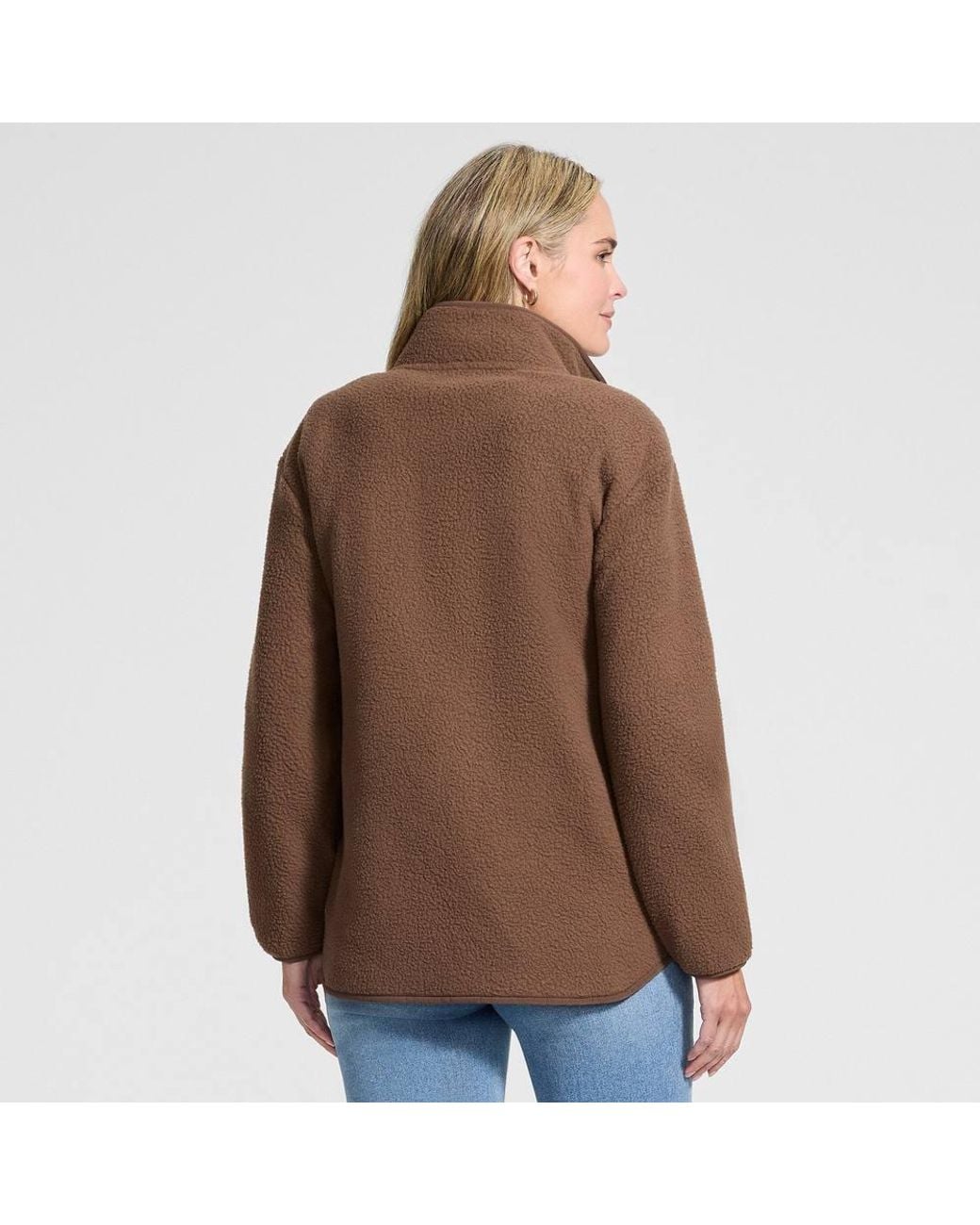 Lands' End Brown Sherpa Fleece Full Zip Jacket