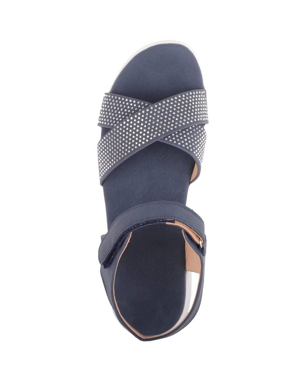 Absolute Footwear Blue Sequin Diamante Touch & Close Summer Holiday Evening Sandals
