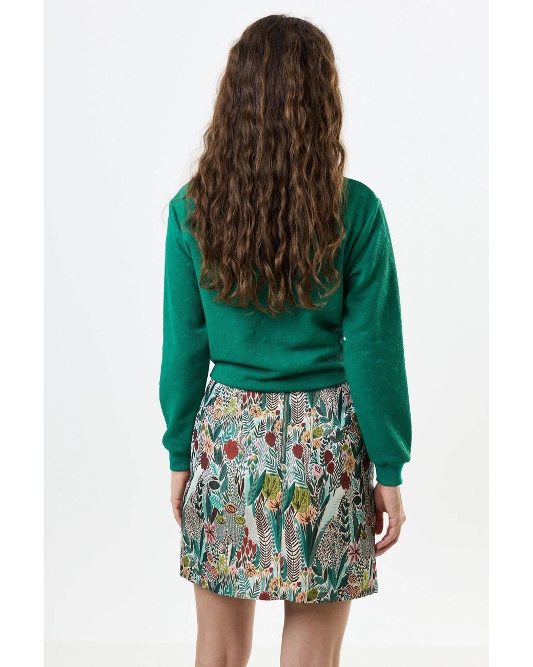 Louche Green Aubin Jungle Jacquard A-Line Mini Skirt