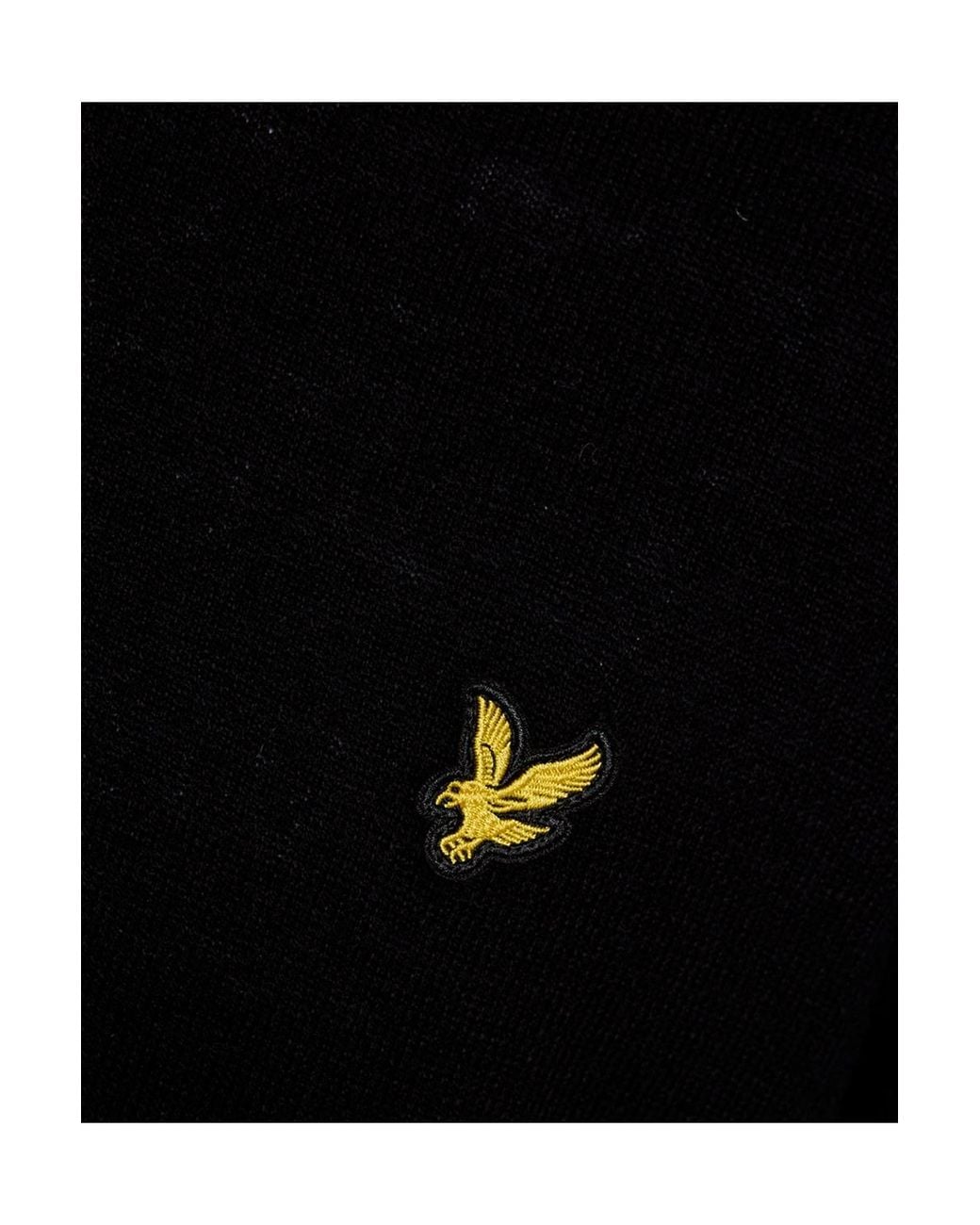 Lyle & Scott Black Cotton Merino Quarter Zip Jumper Jet for men