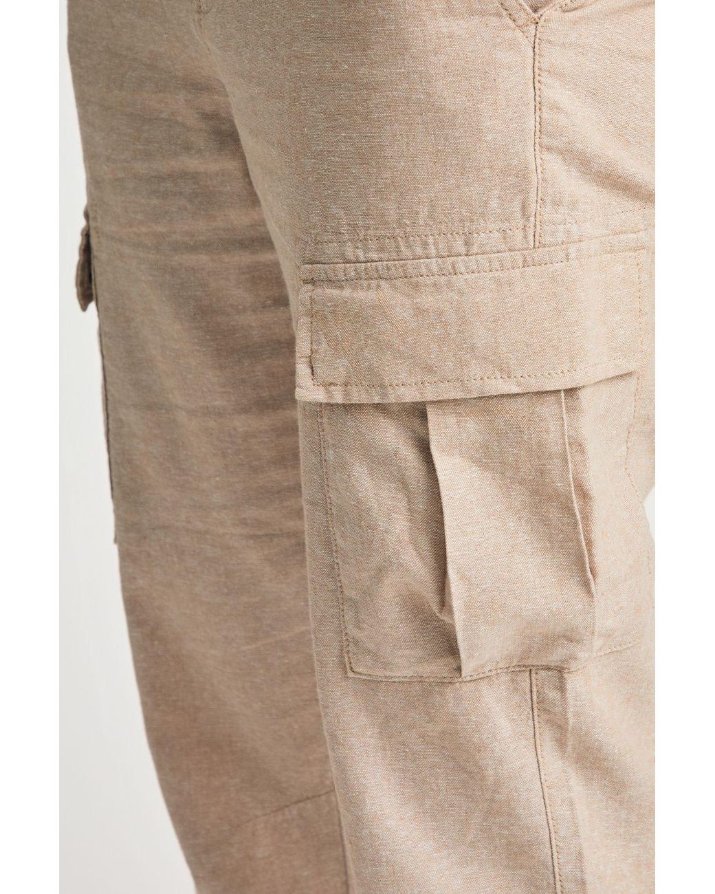 Tokyo Laundry Natural Linen Blend Cargo-Style Trousers for men