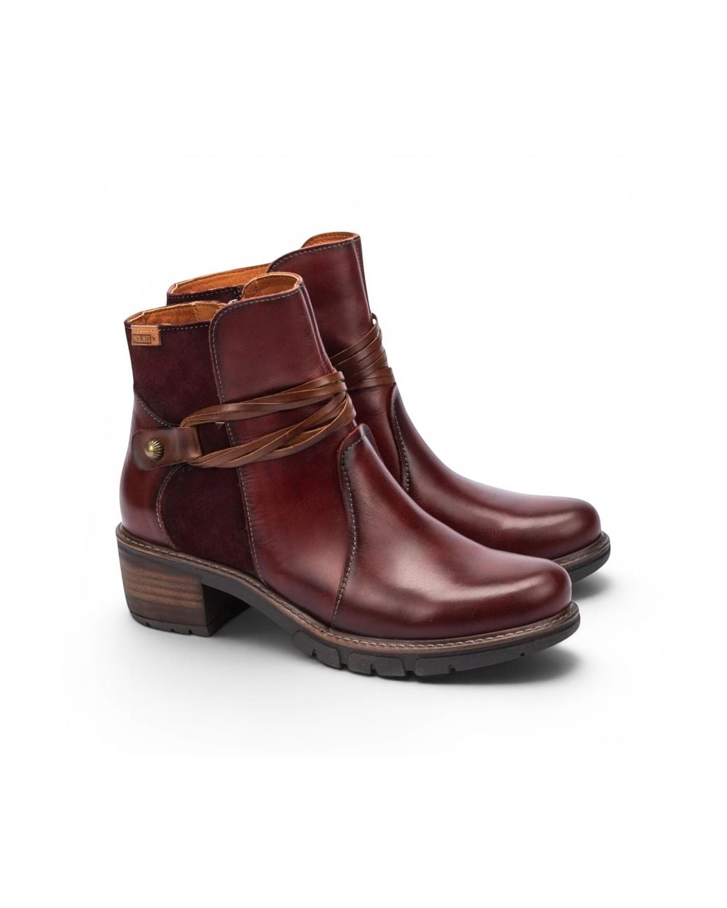 Infinity Leather Brown Pikolinos Leather Zipped Heel Ankle Boots -San Sebastia