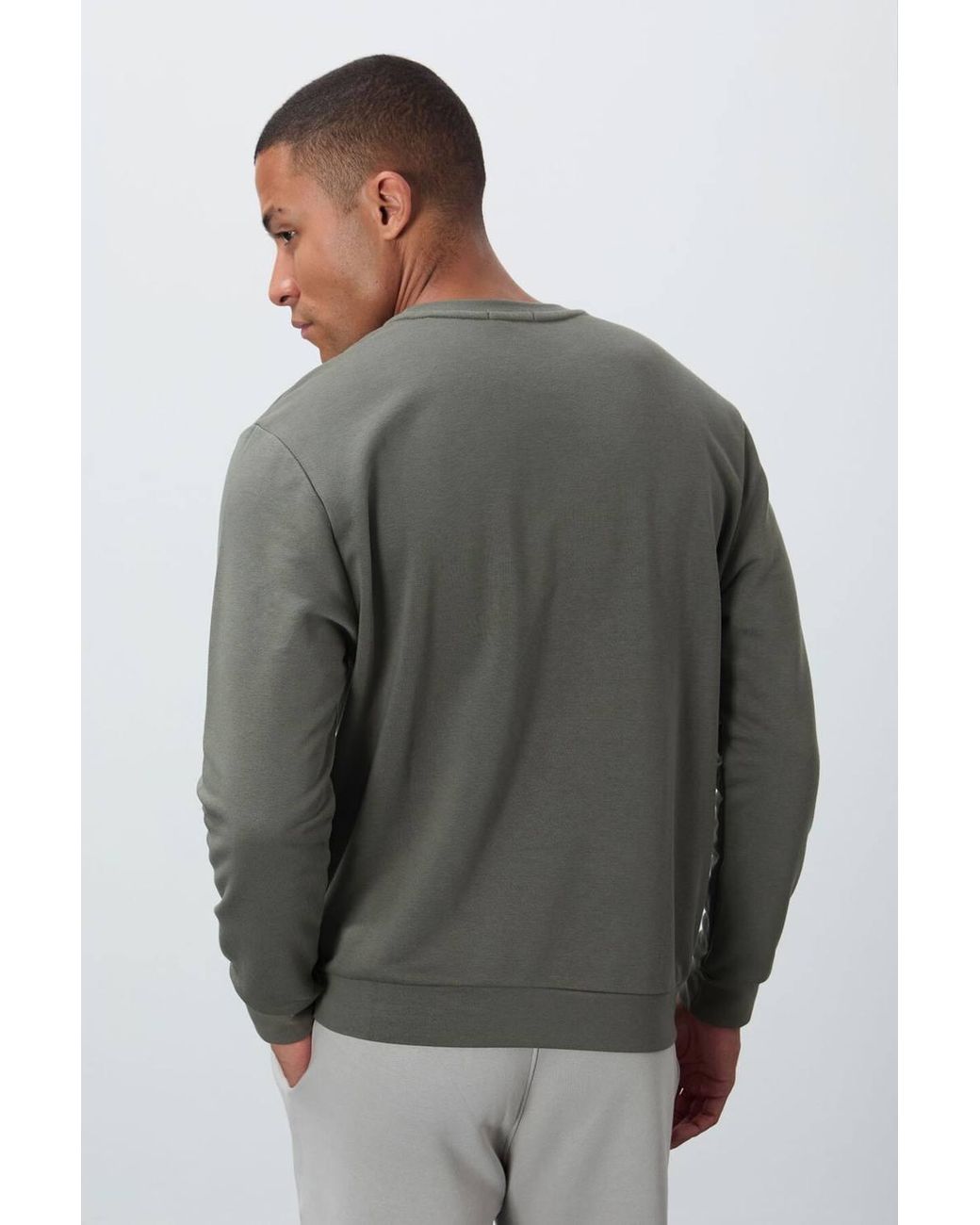 TOMMY LIFE Gray Printed Crew Neck Sweatshirt for men