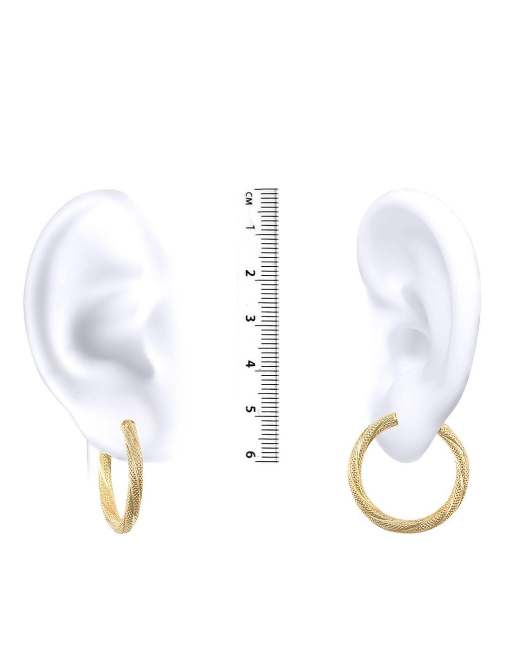 Jewelco London Metallic 9Ct Snake Skin Twisted 3Mm Hoop Earrings 25Mm