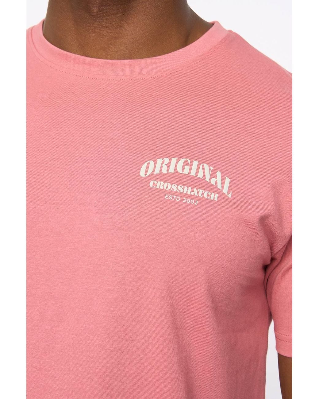 Crosshatch Pink Labstock Crew Neck Cotton T-Shirt With Graphic Print for men