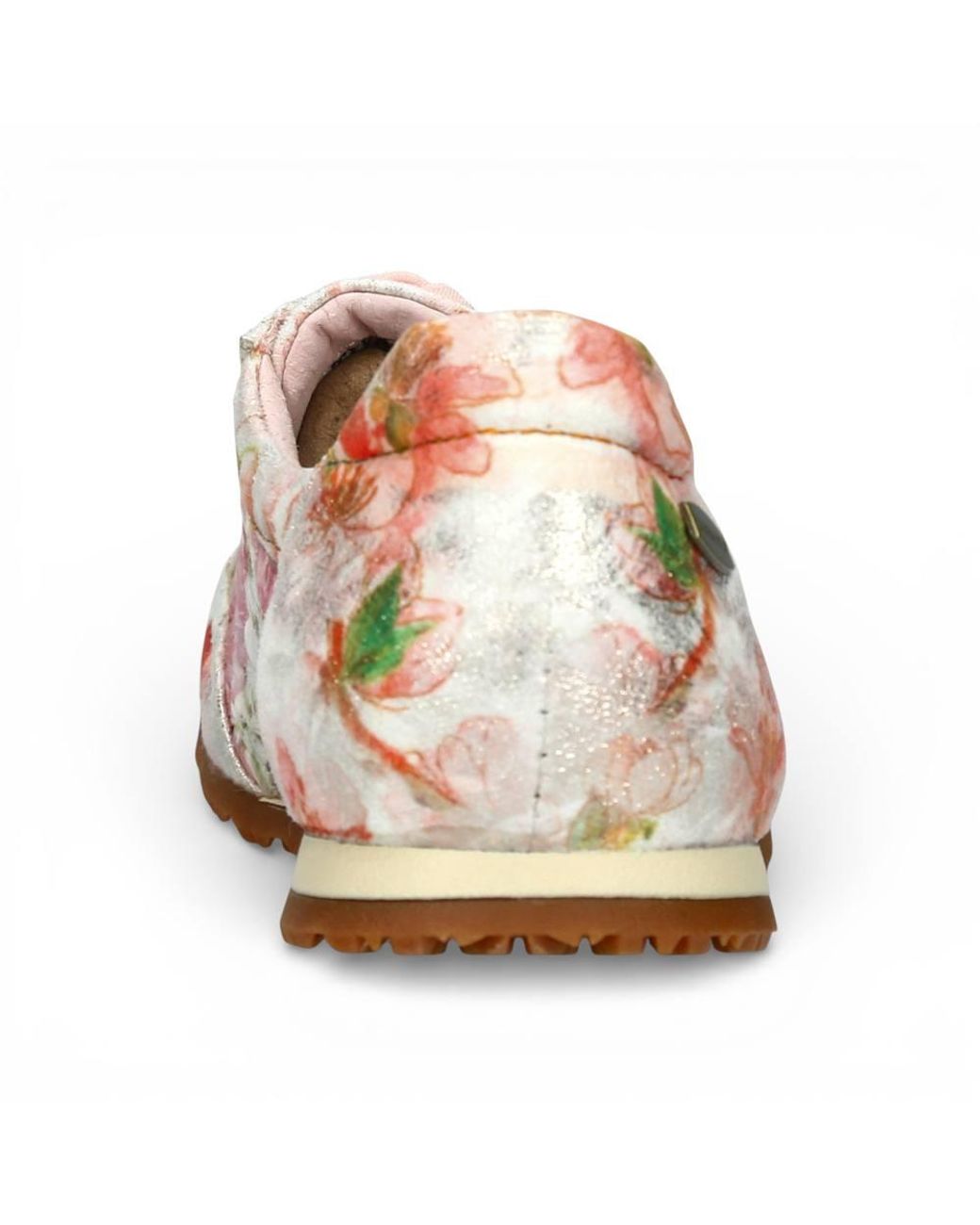 LAURA VITA Pink Floral Leather Trainers Zip Sneaker Shoes